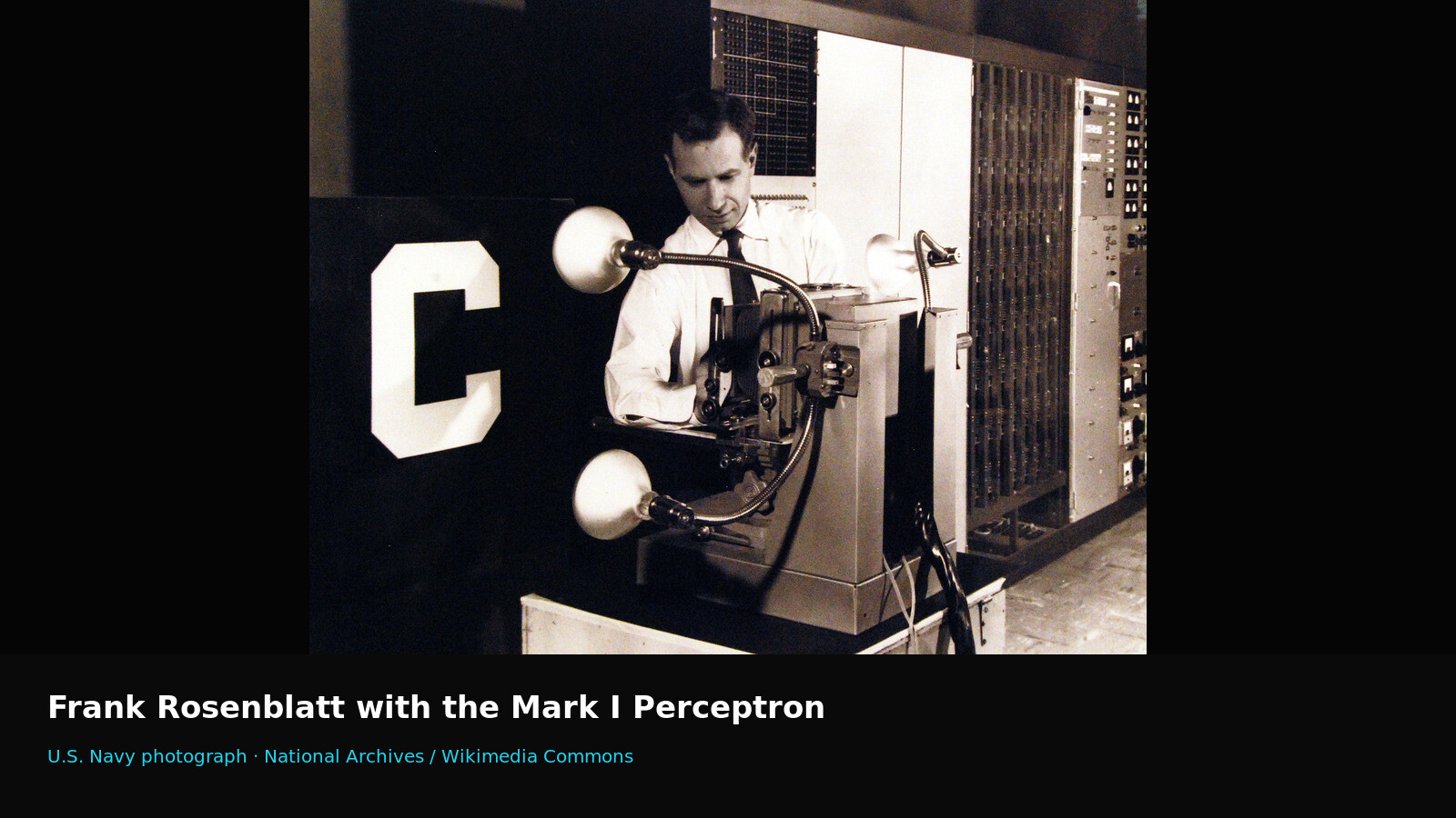 Frank Rosenblatt with the Mark I Perceptron